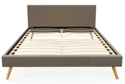 Lederbett ELVAR 160 x 200 cm taupe