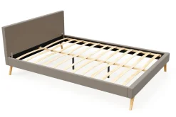 Lederbett ELVAR 160 x 200 cm taupe