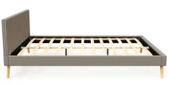 Lederbett ELVAR 160 x 200 cm taupe