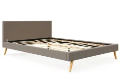 Lederbett ELVAR 160 x 200 cm taupe