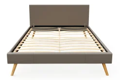 Lederbett ELVAR 140 x 200 cm taupe
