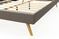 Lederbett ELVAR 140 x 200 cm taupe