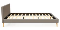 Lederbett ELVAR 140 x 200 cm taupe