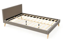 Lederbett ELVAR 140 x 200 cm taupe
