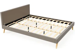 Lederbett ELVAR 180 x 200 cm taupe