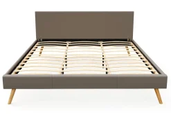 Lederbett ELVAR 180 x 200 cm taupe