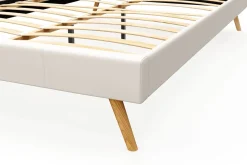 Lederbett ELVAR 140 x 200 cm weiss