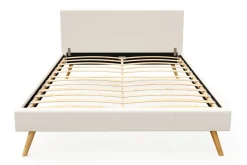 Lederbett ELVAR 140 x 200 cm weiss