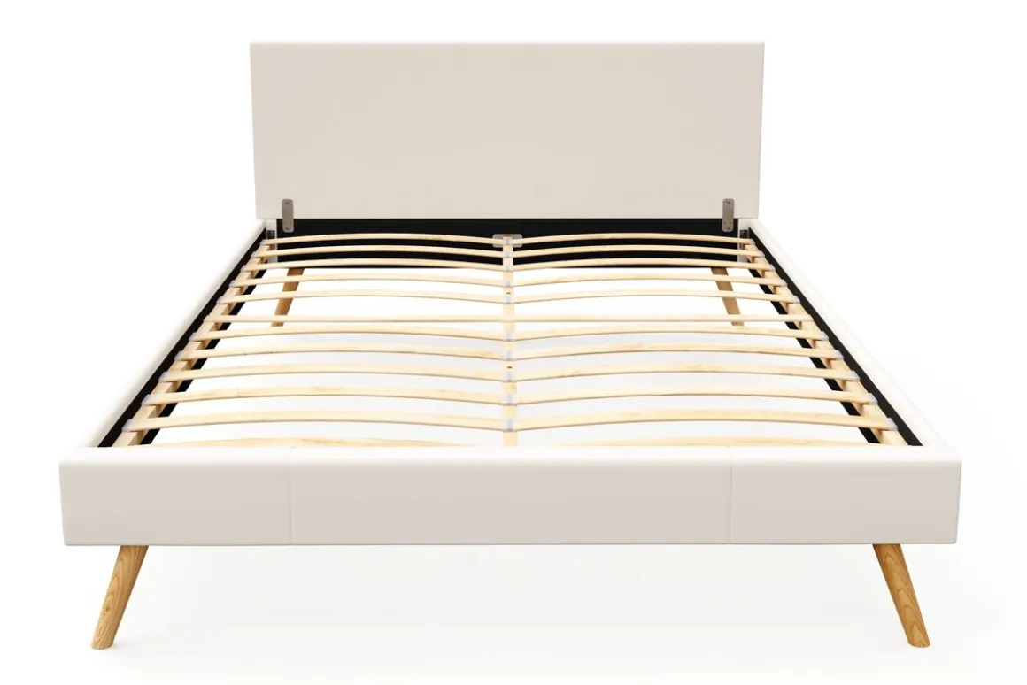 Lederbett ELVAR 140 x 200 cm weiss