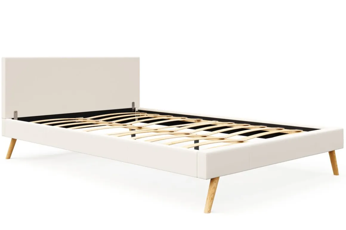 Lederbett ELVAR 140 x 200 cm weiss