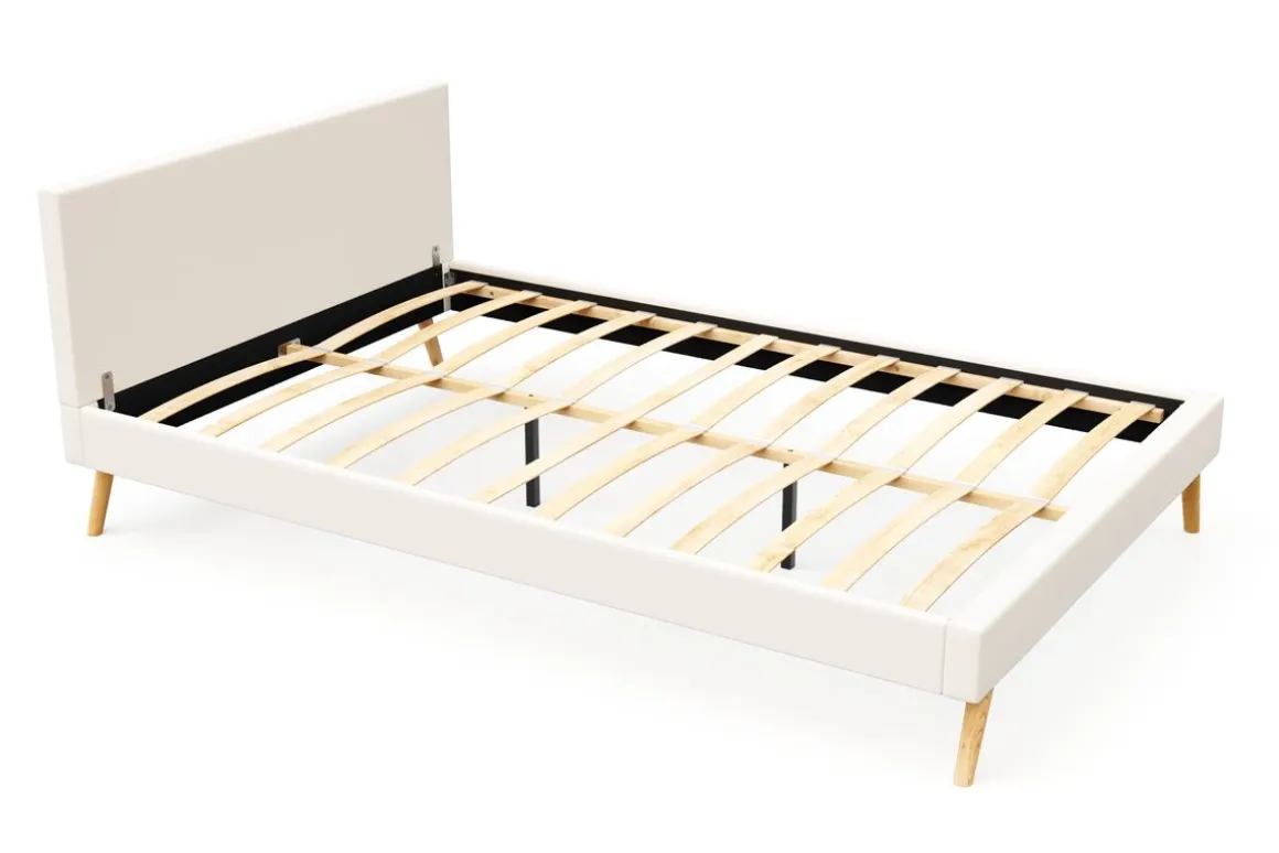 Lederbett ELVAR 140 x 200 cm weiss