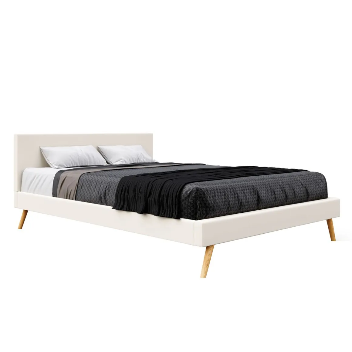 Lederbett ELVAR 160 x 200 cm weiss