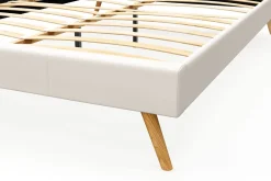 Lederbett ELVAR 160 x 200 cm weiss