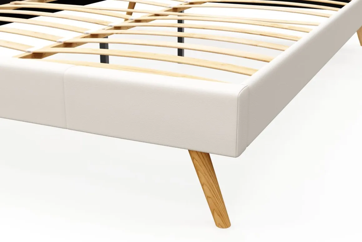Lederbett ELVAR 160 x 200 cm weiss