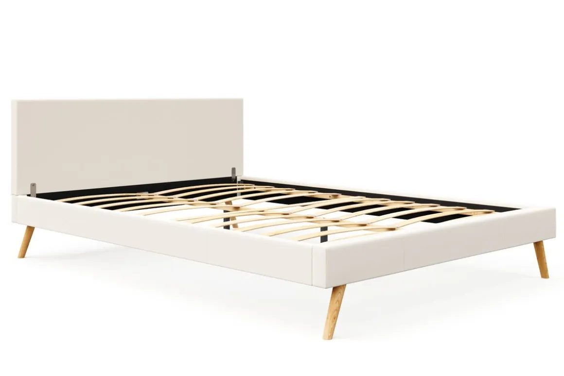 Lederbett ELVAR 160 x 200 cm weiss