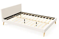 Lederbett ELVAR 160 x 200 cm weiss