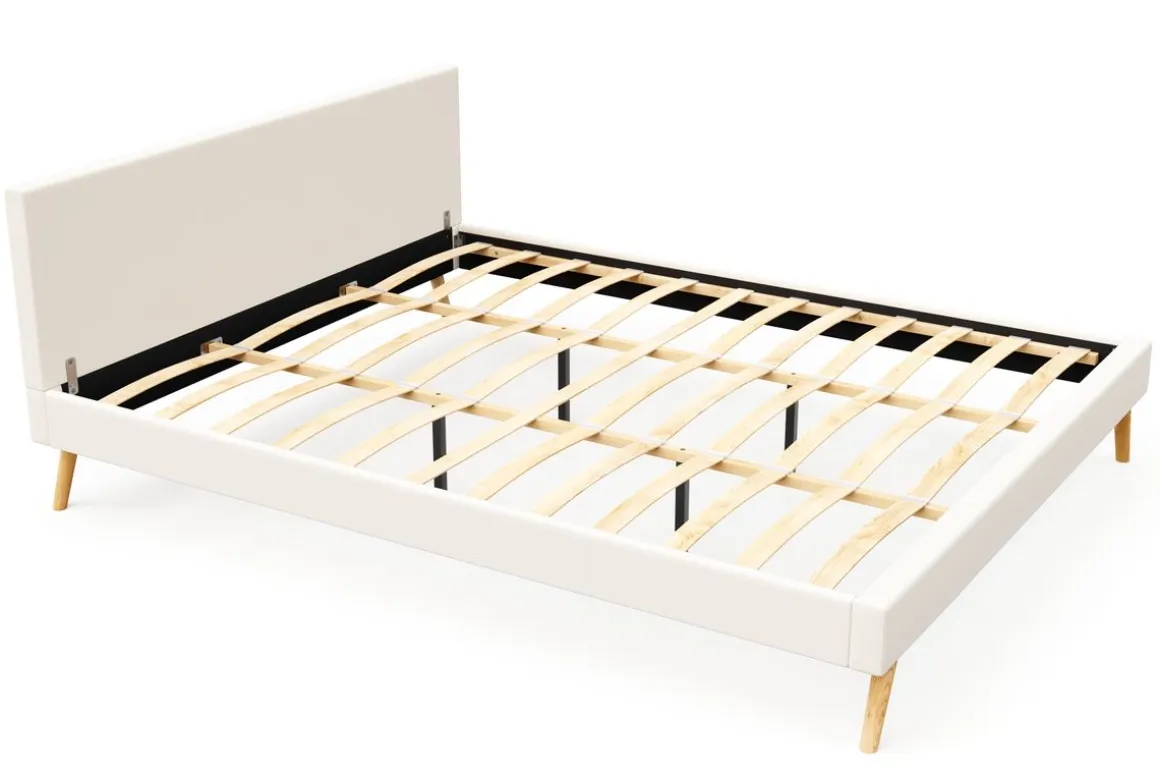 Lederbett ELVAR 180 x 200 cm weiss | GONSER.CH