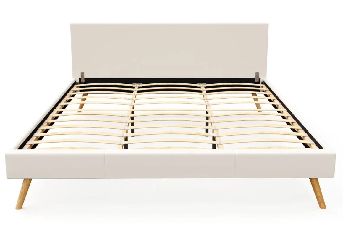 Lederbett ELVAR 180 x 200 cm weiss | GONSER.CH