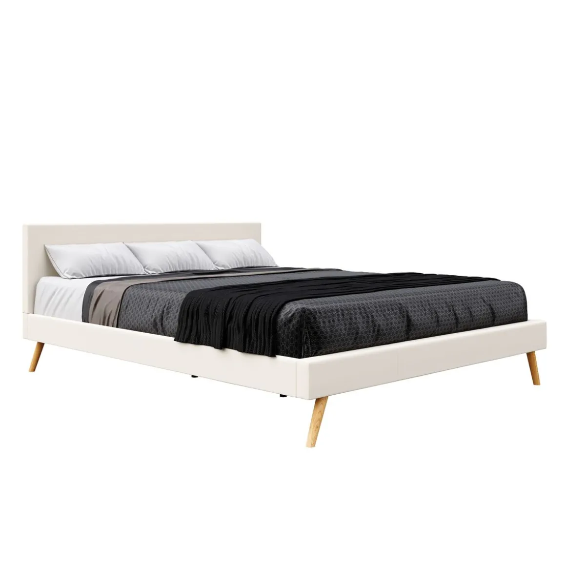 Lederbett ELVAR 180 x 200 cm weiss | GONSER.CH