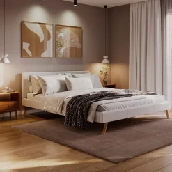 Lederbett ELVAR 180 x 200 cm weiss | GONSER.CH