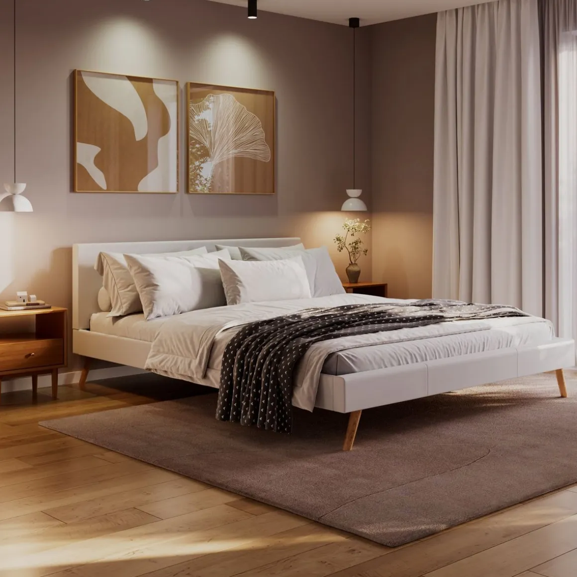 Lederbett ELVAR 180 x 200 cm weiss | GONSER.CH