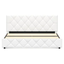 Lederbett HILTON 160 x 200 cm weiss