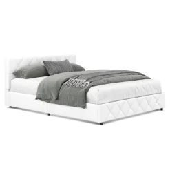 Lederbett HILTON 160 x 200 cm weiss