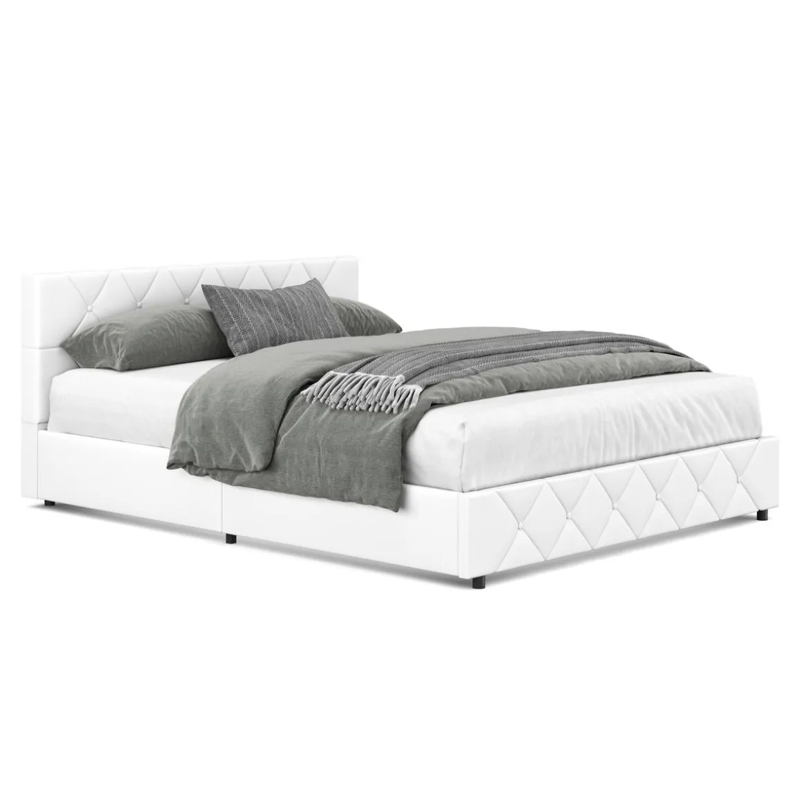 Lederbett HILTON 160 x 200 cm weiss