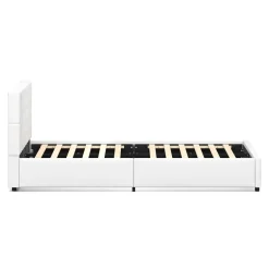 Lederbett HILTON 160 x 200 cm weiss