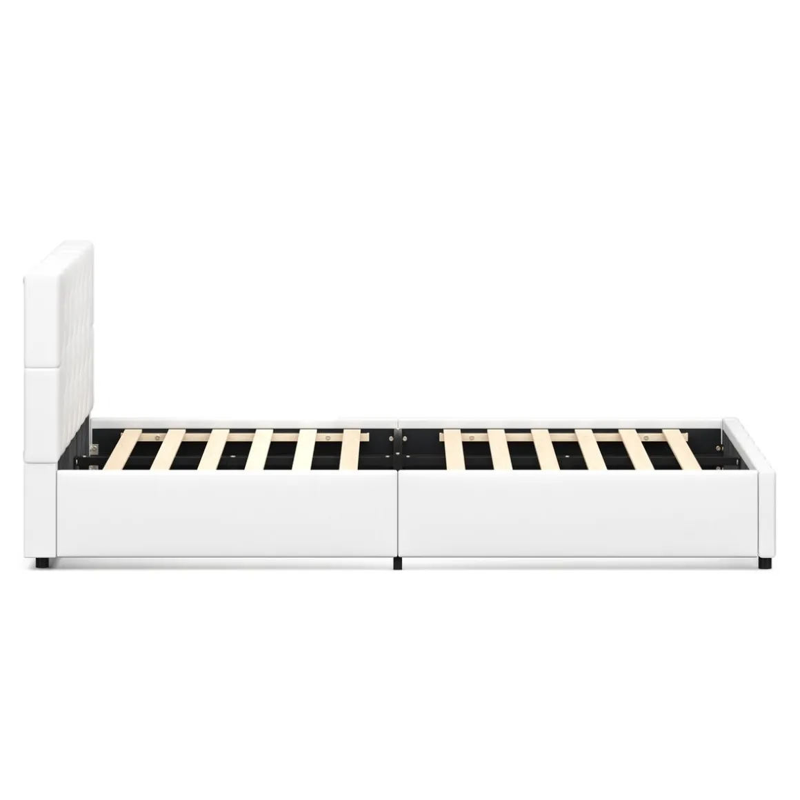 Lederbett HILTON 160 x 200 cm weiss