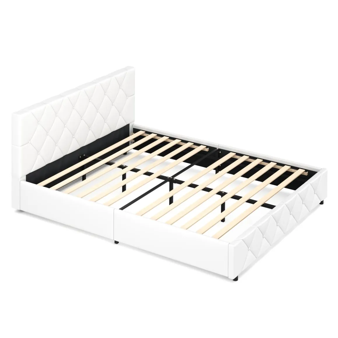 Lederbett HILTON 160 x 200 cm weiss