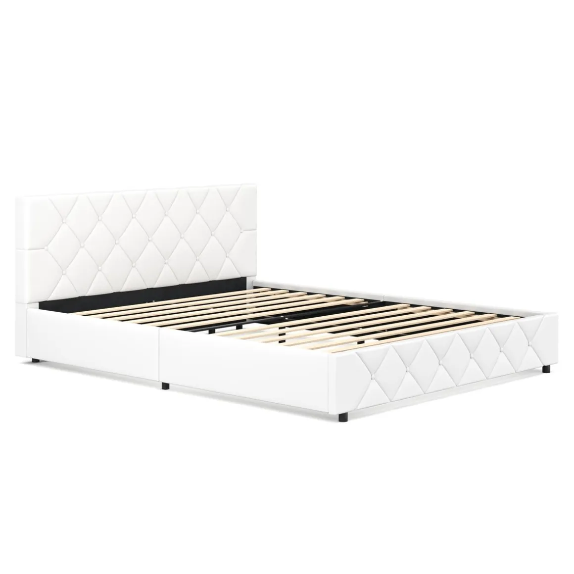 Lederbett HILTON 160 x 200 cm weiss