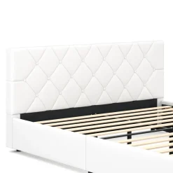 Lederbett HILTON 160 x 200 cm weiss