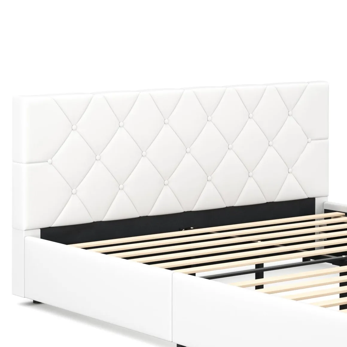 Lederbett HILTON 160 x 200 cm weiss
