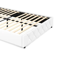 Lederbett HILTON 140 x 200 cm weiss