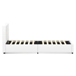 Lederbett HILTON 140 x 200 cm weiss