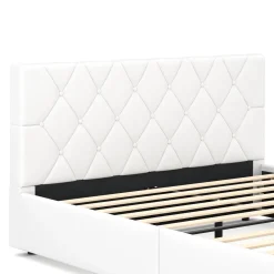 Lederbett HILTON 140 x 200 cm weiss