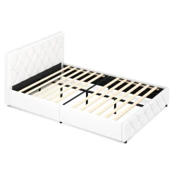 Lederbett HILTON 140 x 200 cm weiss