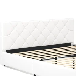 Lederbett HILTON 180 x 200 cm weiss