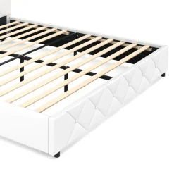 Lederbett HILTON 180 x 200 cm weiss