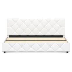 Lederbett HILTON 180 x 200 cm weiss