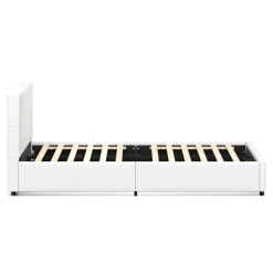 Lederbett HILTON 180 x 200 cm weiss