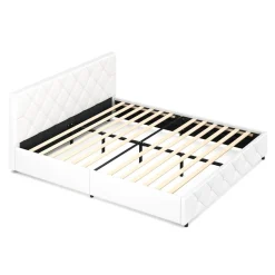 Lederbett HILTON 180 x 200 cm weiss
