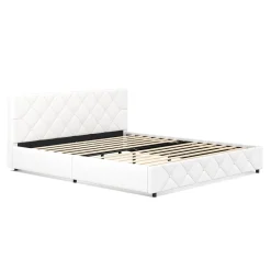 Lederbett HILTON 180 x 200 cm weiss