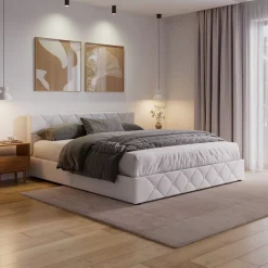 Lederbett HILTON 180 x 200 cm weiss