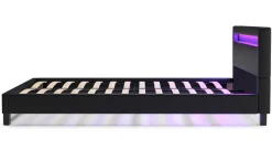 Lederbett LED DREAM 140 x 200 cm schwarz