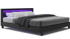 Lederbett LED DREAM 180 x 200 cm schwarz