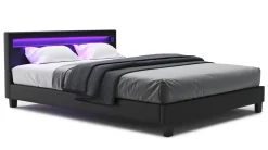 Lederbett LED DREAM 160 x 200 cm schwarz
