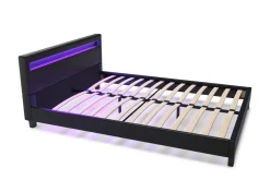 Lederbett LED DREAM 160 x 200 cm schwarz