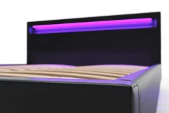 Lederbett LED DREAM 160 x 200 cm schwarz